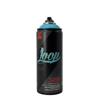 Loop Colors 400 ml spray paint can with a blue colour ring and exposed nozzle