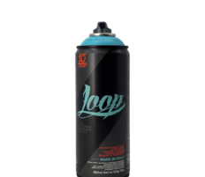 Loop Colors 400 ml spray paint can with a blue colour ring and exposed nozzle