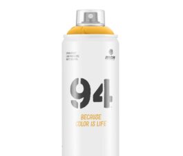 MTN 94 spray paint can with a yellow colour ring and clear protective cap