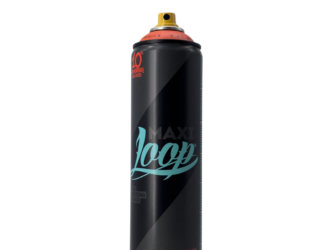 Loop Colors Maxi 600 ml spray paint can with an orange colour ring and yellow nozzle